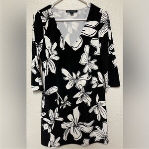 Boston Proper Monochrome Floral Long Sleeve Dress